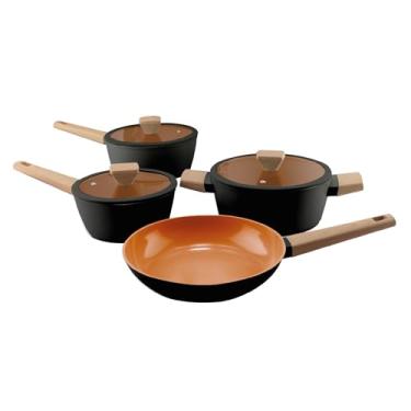 Imagem de Jogo de panelas Norma em alumínio rev cerâmico 4 peças preto