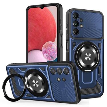 Imagem de Capa compatível com Samsung Galaxy A04S / Galaxy A13 4G/5G / Galaxy M13 4G SM-M135F/DSN, compatível com MagSafe, suporte magnético giratório de 360 graus, capa para celular azul
