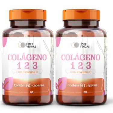 Imagem de Colágeno 1,2 e 3 com Vitamina C - 1g com 60 cáps - 2 potes