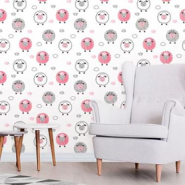 Imagem de Papel De Parede Auocolante Baby Ovelhas Cute - Inove Papéis de Parede