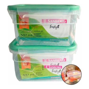 Imagem de Kit 2 Pote Hermético Para Mantimentos Trava Freshy Sanremo 537ml