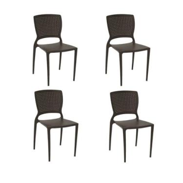 Imagem de Kit 4 Cadeiras Safira Marrom Tramontina 92048/109