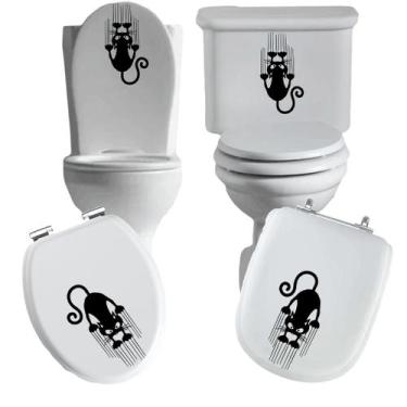 Imagem de Adesivo gato 7 vaso sanitário privada caixa acoplada descarga azulejo 