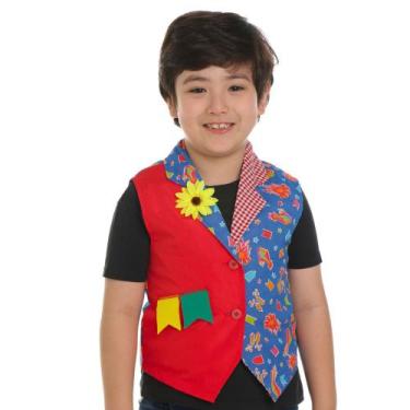 Imagem de Colete Junino Infantil Menino Cai Cai Balão Azul com Girassol - Sulame