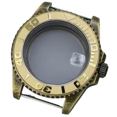 Imagem de FEIYASHI Caixa de relógio de 40 mm de vidro de cristal de safira conjunto de anel de cerâmica para movimento Nh34 Nh35 Nh36 Nh38 8215 2824, Moldura de cerâmica dourada da caixa de bronze, 8215