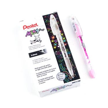Imagem de Pentel Caneta de gel pastel Milky Pop, (0,8 mm), linha média, tinta rosa - K98-LP (caixa com 12 canetas)