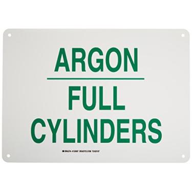 Imagem de Brady 125587 Placa química e de perigo, legenda "cilindros completos de argônio", 25,4 cm de altura, peso de 35,5 cm, verde sobre branco