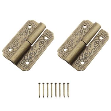 Imagem de HJGarden 2 peças dobradiças decorativas bronze bronze antigo dobradiças de porta de armário de móveis para caixas de madeira para armários