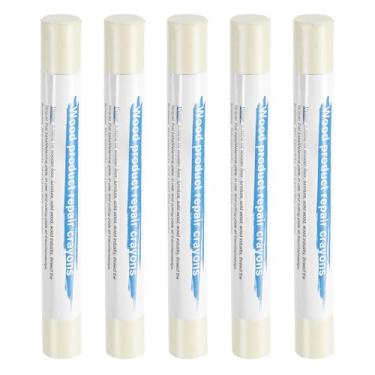 Imagem de HARFINGTON 5 peças de bastões de enchimento de madeira, cera de madeira, retoque de móveis, gizes de cera de reparo para madeira, branco quente