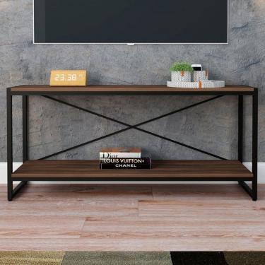 Imagem de Rack para TV Até 50 Polegadas Leader 1 Prateleira Nogal/Preto - Pnr Móveis