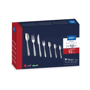 Imagem de Faqueiro Brinox Milano 92 Peças Aço Inoxidável Aço Inox