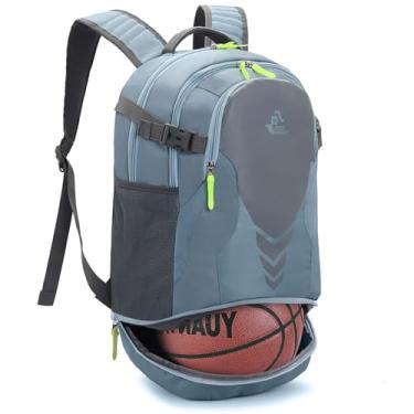 Imagem de Mochila leve de 35 litros, bola de basquete, esportiva, academia, mochila com compartimento inferior de bola (azul claro)
