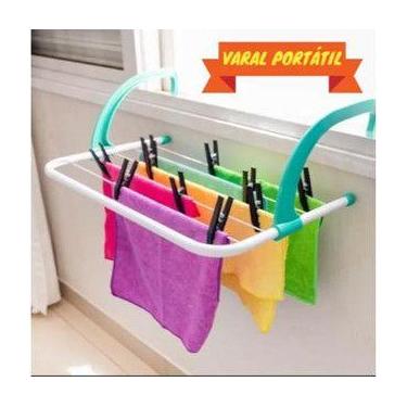 Imagem de Varal Portátil Retrátil Janela Parede Apartamento Secador De Roupas Pr
