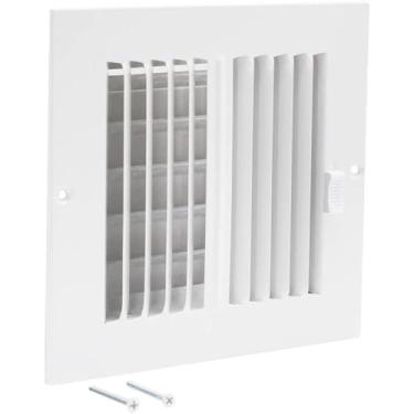 Imagem de EZ-FLO Capa de ventilação branca de 15 x 15 cm (abertura do duto) para parede ou teto, registro de ventilação bidirecional, 19 cm x 19 cm (dimensões gerais), capa de aço sólido para HVAC, 61660