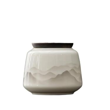 Imagem de Lata de chá Pote de chá pequeno de cerâmica com tampa selada para armazenamento doméstico de cozinha para café, açúcar, nozes, ervas e especiarias Caixa de chá
