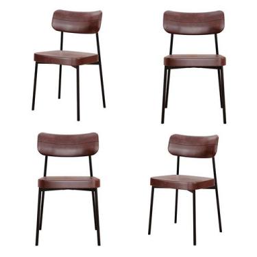 Imagem de Conjunto com 4 Cadeiras Mona Revestimento Sintético Café e Preto - Mod