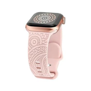 Imagem de Pulseira Silicone Mandala Estampada Compatível com Apple Watch (Rosa Areia, 38/40/41/42mm(series 10))