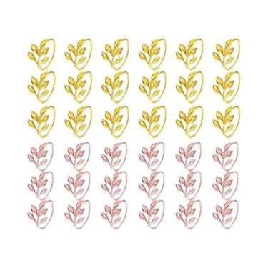 Imagem de Argolas De Guardanapo Vintage Com Folhas Douradas E Prateadas, Elegant