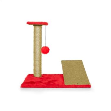 Imagem de Arranhador Gato Poste com Rampa Mola Maluca com Brinquedo Exclusivo (Vermelho)