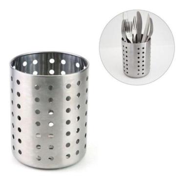 Imagem de Escorredor De Talheres Redondo Louça Porta Talher Aço Inox - Casa Cant