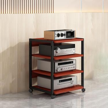 Imagem de Rack De áudio Prateleira De Jogos Rack De áudio De Chão Suporte De Mídia De áudio E Vídeo Moderno Com Roda Universal Suportes De Armazenamento De Míd, Original Wood, 50x40x69.6cm