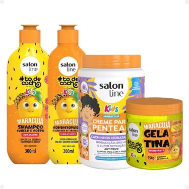 Imagem de Kit Salon Line Kids: Shampoo e Condicionador + Creme para Pentear 1kg e Gelatina Hidratante Maracujá