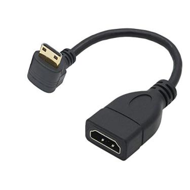 Imagem de 15 cm de alta velocidade 90 graus mini HDMI macho para conector adaptador HDMI fêmea suporta 1080p Full HD, 3D (0,15 m, ângulo descendente).