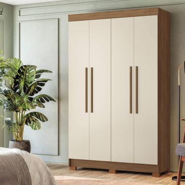 Imagem de Guarda-Roupa Solteiro Santos Andirá Sarandi com 4 Portas, 2 Gavetas e 4 Prateleiras - 130cm de largura