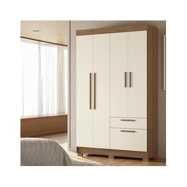 Imagem de Guarda-Roupa Solteiro Santos Andirá Londrina com 4 Portas, 2 Gavetas e 3 Prateleiras - 130cm de largura