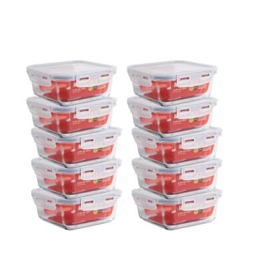 Imagem de Mozcada - Kit 10 Potes de Vidro Marmita 740ml Hermético com Trava Quadrado