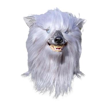 Imagem de Vaveren Máscara de cabeça de lobo realista com rosto inteiro para performance de palco, baile de máscaras, festa temática