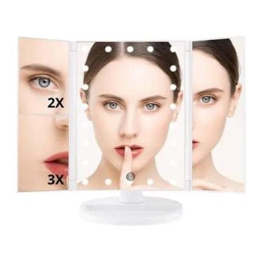 Imagem de Espelho De Maquiagem Triplo Zoom De 2X E 3X Iluminação Led - Top Rio