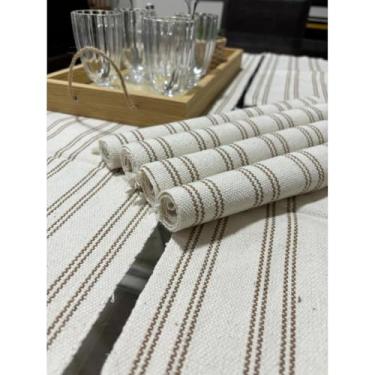 Imagem de Conjunto de 7 peças de corrida de mesa de algodão com 6 almofadas e 1 trilho de mesa perfeito para jantares e reuniões de família(JGAM12)