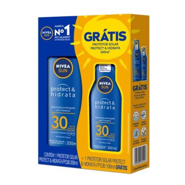 Imagem de Kit Protetor Solar Nivea Sun Protect & Hidrata Fps30 200ml + Protetor Solar Protect & Hidrata Fps30 100ml