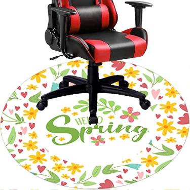 Imagem de Tapete de cadeira de escritório com flores, textura de flor, tapete de cadeira de mesa para piso de madeira de escritório em casa, protetor de piso de pilha baixa, redondo de 91 cm