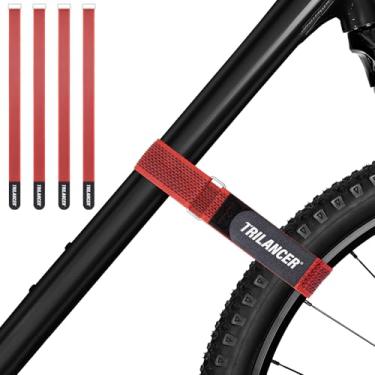 Imagem de Tiras para Suporte de Bicicleta, Kit com 4 Trilancer – Tiras Ajustáveis para Estabilização de Rodas com Sistema de Gancho e Argola para Carro e Suporte de Parede, Cor Vermelha (65 cm x 3,8 cm)