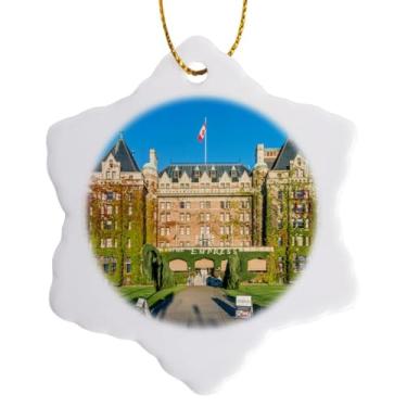 Imagem de 3dRose Canadá, British Columbia, Victoria, Empress Hotel Ornamento floco de neve