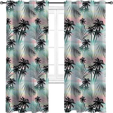 Imagem de Cortinas blecaute Havaí para quarto - Isolamento térmico, economia de energia e redução de ruído, cortina de sombra superior com anel trançado de redução de ruído de três camadas, L 213 x C 272 cm