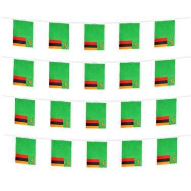 Imagem de FFILL 6,8 m 20 bandeiras corda de bandeira zambiana, mini bandeira da Zâmbia pequena faixa, para festas, lojas e bares, decorações ao ar livre. 30 países para escolher (Zâmbia)