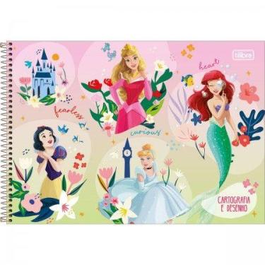 Imagem de Caderno De Desenho Espiral Capa Dura Princesas 80 Folhas Tilibra