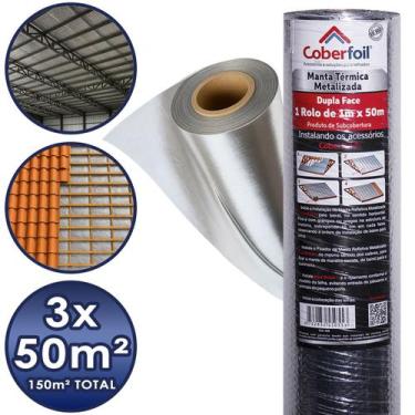Imagem de Manta Térmica Metalizada Dupla Face 1m x 150m2 Telhado Sobrecobertura 
