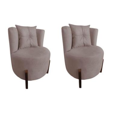 Imagem de Kit 2 Poltronas Decorativa Luna Suede Capuccino - Mazzero Decor