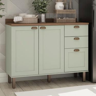 Imagem de Balcão de Cozinha Genialflex Iluminata Sem Tampo Hortelã