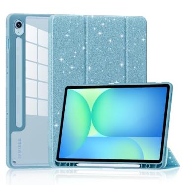 Imagem de DJ&RPPQ Capa para Samsung Galaxy Tab S10 Lite / S10 FE / S9 FE 10,9 polegadas, capa traseira transparente com suporte triplo leve e fino para Samsung Galaxy Tab S10 FE/S9 FE/S9 com hibernar/despertar