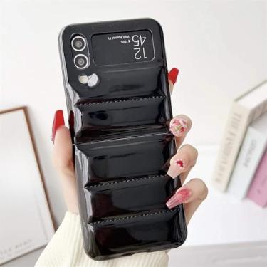 Imagem de Capa de silicone macio com revestimento de jaqueta de plumas para Samsung Galaxy Z Flip 6 5 4 3 ZFlip Flip5 Flip6, preta, para Samsung Z Flip 4