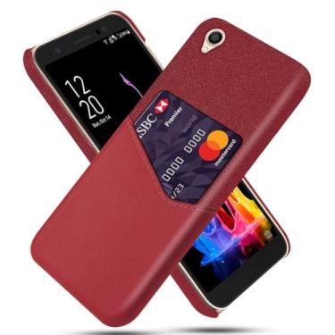 Imagem de Capa para Asus Zenfone Lite L1 (ZA551KL),Tela e tampa de couro PU,Antideslizante,360°cobertura completa à prova de choque com 1 slot de cartão atrás,Prevenção de queda-Red
