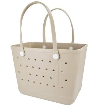 Imagem de Addoklm Bolsa de praia de borracha leve X grande para impermeável, bolsa aberta durável para barco, piscina, esportes, academia, Bétula de amêndoa, X-Large