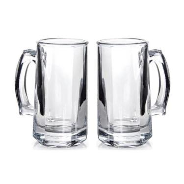 Imagem de Conjunto Jogo 2 Caneca Vidro Grosso E Resistente De Chopp Cerveja Refr