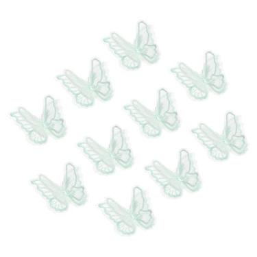 Imagem de PATIKIL 10 enfeites de apliques de borboleta, 5 cm de renda de camada dupla de organza costurados em apliques para casamento, noiva, roupas, chapéu, cortina, verde