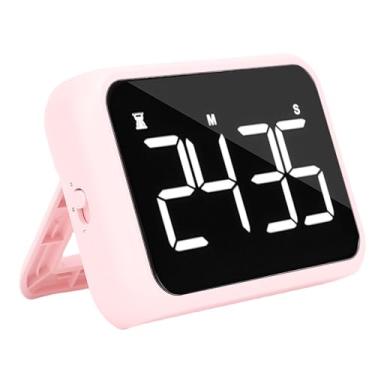 Imagem de Yunir Timer Digital Magnético, Timer de Cozinha de Tela de LED de 4 Polegadas Com Volume Ajustável para Condicionamento Físico de Estudo (Róseo)